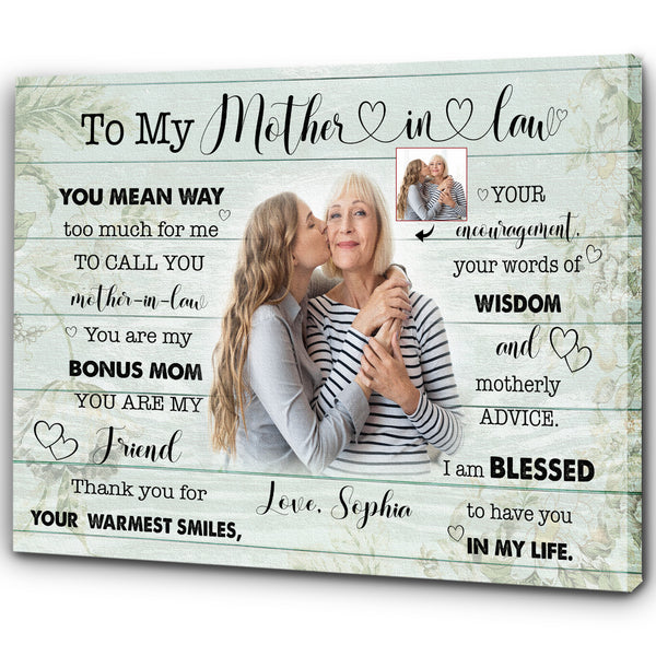 Mother-in-law Custom Canvas - Mother's Day Gift for Mom in Law, Husband's Mother Birthday Christmas| N2465