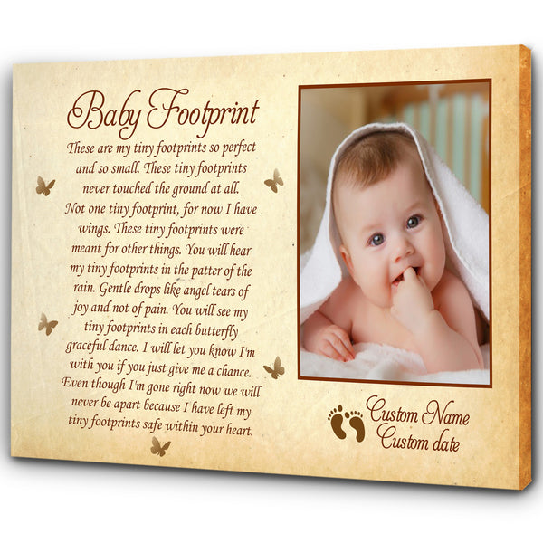 Memorial Canvas Personalized| Baby Footprint | Loss of Baby, Loss of Child, Infant Loss, Toddler, Child Loss Memorial Gifts| Remembrance Sympathy Gift for Grieving Mom| T1062