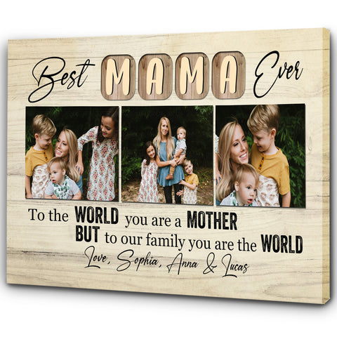 Personalized Mom Canvas - Best Mama Ever, Mother's Day Thoughtful Gift Custom Photo Collage for Mom| N2459