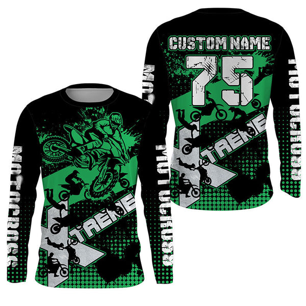 Personalized men women kid Motocross jersey green UV extreme dirt bike off-road motorcycle shirt PDT406