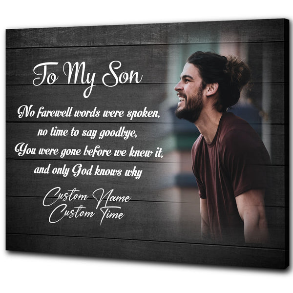 Memorial Gift for loss of loved one Personalized Canvas for loss of Son Keepsake to My Son Heaven VTQ98