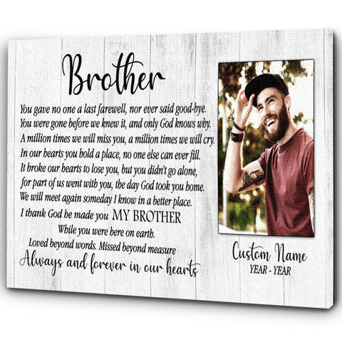 Brother memorial canvas - Brother in heaven remembrance gift, in memory bereavement for loss brother CNT21