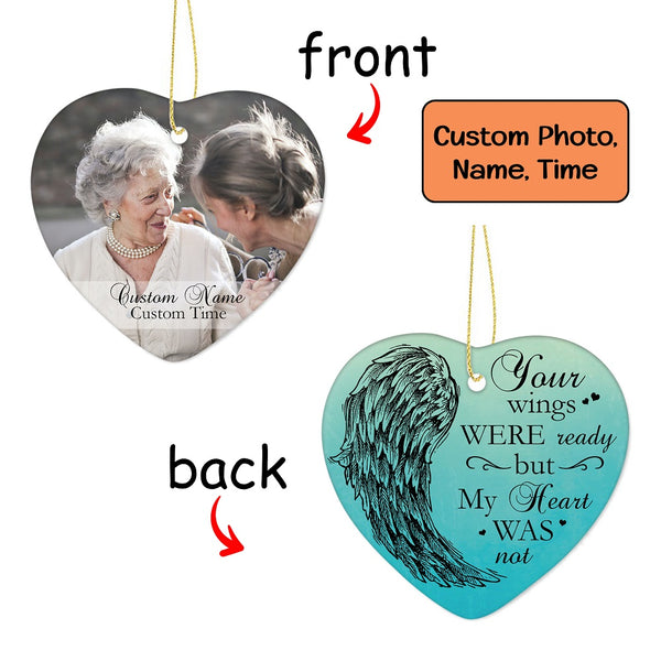 Heart Memorial Christmas Ornament, Sympathy Gift for loss of Mother Father - OVT24