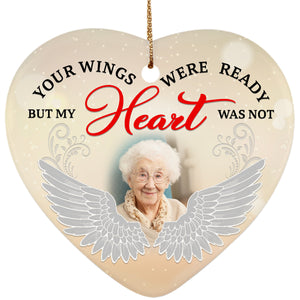 Personalized Memorial Ornament - Your Wings Were Ready, Christmas in Heaven Remembrance Decor, Memorial Gift for Loss of A Loved One| NOM103
