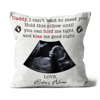 First Fathers Day Personalized Pillow (Insert Included) Custom Sonogram Gift for Dad to Be 1-side Print NPL122