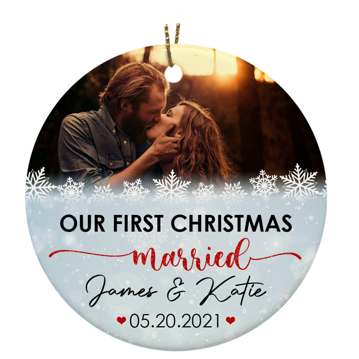 Our First Christmas - Personalized Ornament for New Married Couple, Xmas Tree Decor for Husband and Wife| NOM24