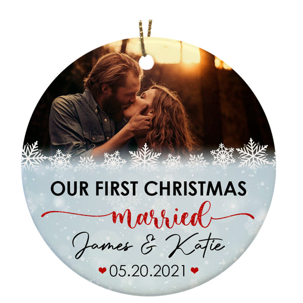 Our First Christmas - Personalized Ornament for New Married Couple, Xmas Tree Decor for Husband and Wife| NOM24