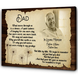 Missing Dad in Heaven Personalized Canvas Remembrance on Father's Day, Sympathy Gift for Loss of Father| N2595