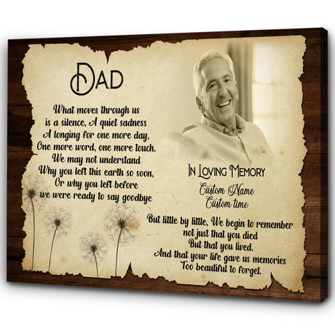 Missing Dad in Heaven Personalized Canvas Remembrance on Father's Day, Sympathy Gift for Loss of Father| N2595