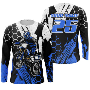 Kids men women motocross jerseys custom name&number blue white