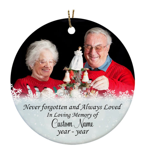 Memorial Ornament | Never Forgotten And Always Loved - Custom Ornament Christmas | Sympathy Ornament | Remembrance Ornament | Bereavement Gift for Loss in Christmas | TD41