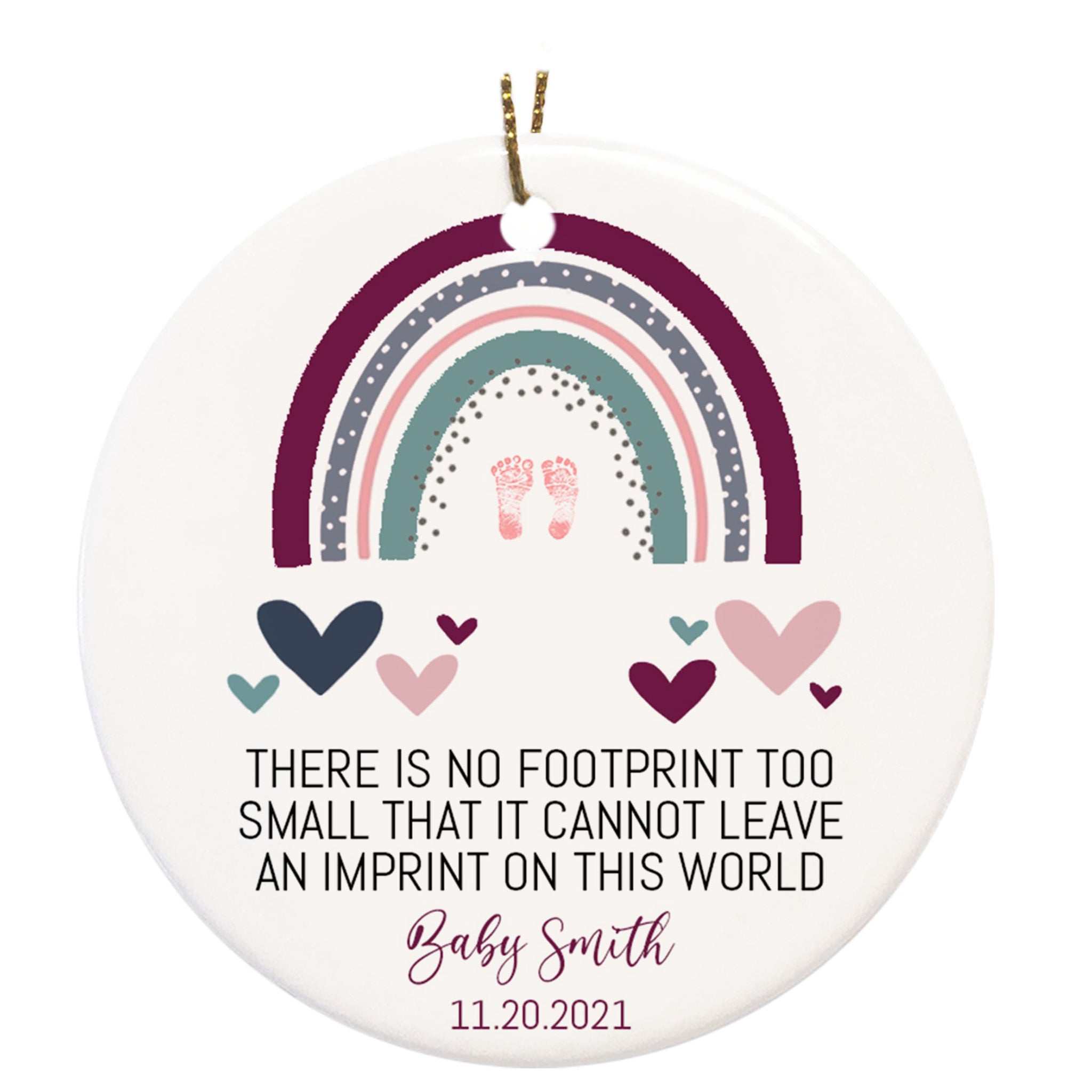 Baby Memorial Ornament - Baby Footprint, Remembrance for Loss of A Child, Miscarriage Sympathy Gift, Infant Loss Bereavement Condolence| NOM62