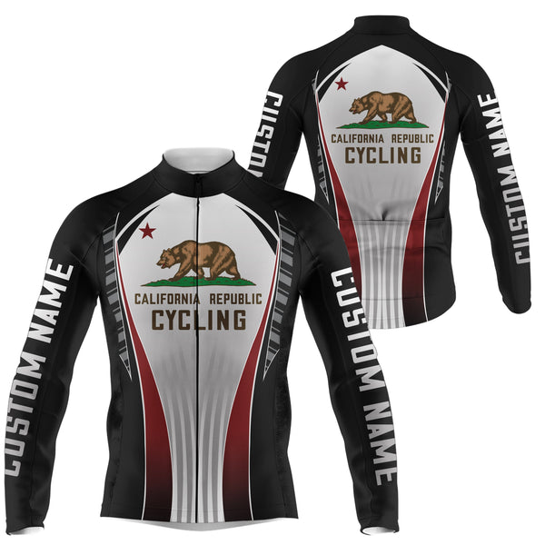 Black California cycling jersey for men & women with 3 pockets UPF50+ full zip MTB BMX bike shirt| SLC158