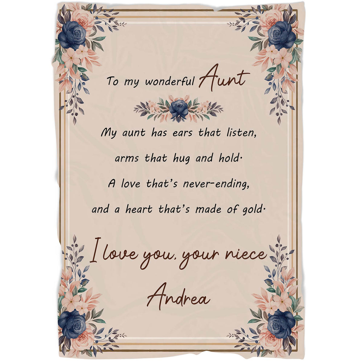 Personalized Blanket To My Wonderful Aunt| Custom Gift for Aunt from Niece Nephew| Aunt Blanket Aunt Gift for Christmas, Birthday, Mother's Day| JB218