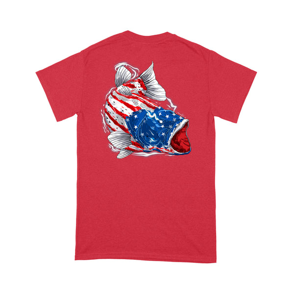 American flag angry bass fishing shirts gift for fisherman