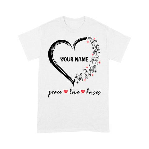 Peace love horses tattoo customized name horse shirt for girl, horse shirts D06 NQS2908 - Standard T-Shirt