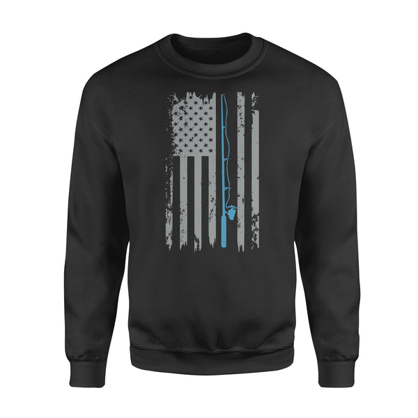 American flag fishing shirt vintage fishing - Standard Crew Neck Sweatshirt