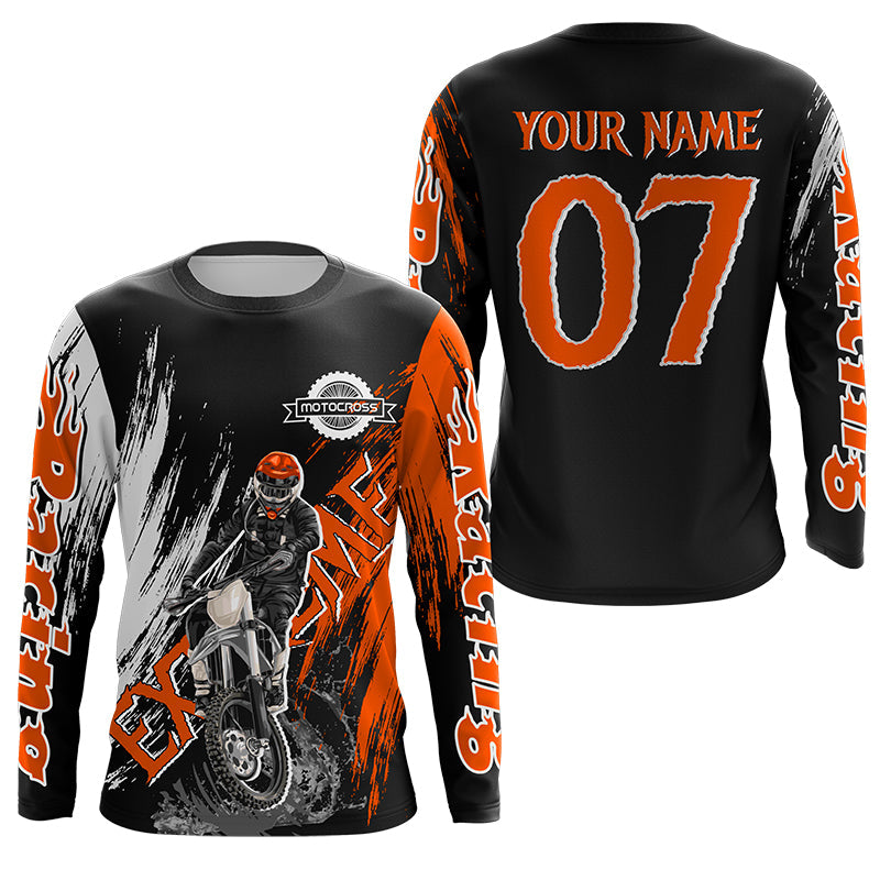 Personalized Motocross jersey kid men women upf30+ off-road orange shirt For biker motorcycle PDT422