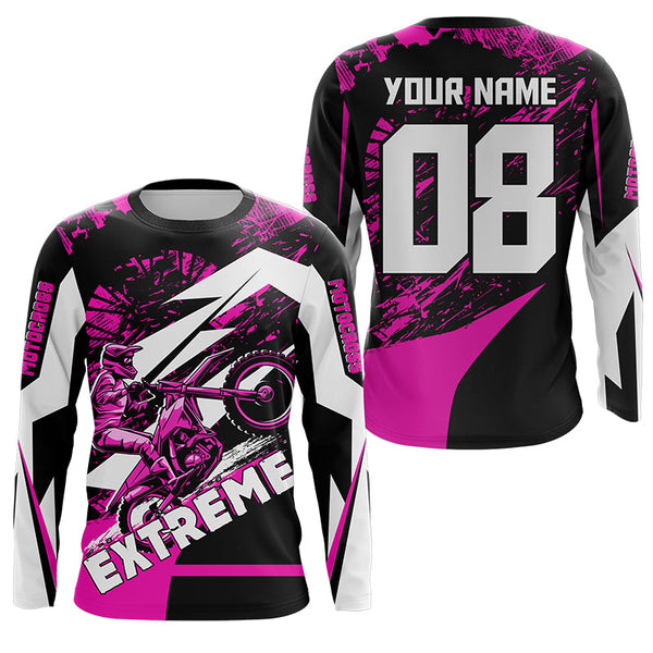 Men kid women pink Motocross jersey UPF30+ extreme custom dirt bike off-road motorcycle shirt PDT345