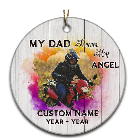 Personalized Motorcycle Christmas Ornament Dad In Heaven Bereavement Memorial Gift For Loss Of Biker ODT72