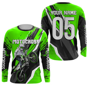 Men women youth custom Motocross jersey UPF30+ off-road green dirt bike racing shirt motorcycle PDT304