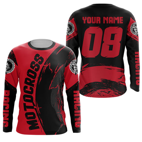 Kid&adult red motocross jersey custom youth Dirt Bike upf30+ off-road shirt biker motorcycle PDT419