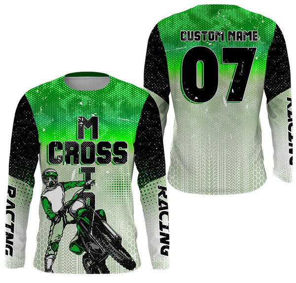 Kid men women custom name&number dirt bike jersey green Motocross racing UPF30+ motorcycle shirt PDT382