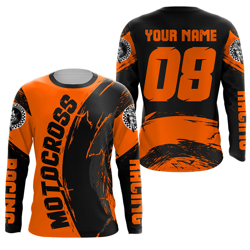 Personalized kid men women Motocross jersey upf30+ orange Dirt Bike off-road shirt motorcycle PDT421