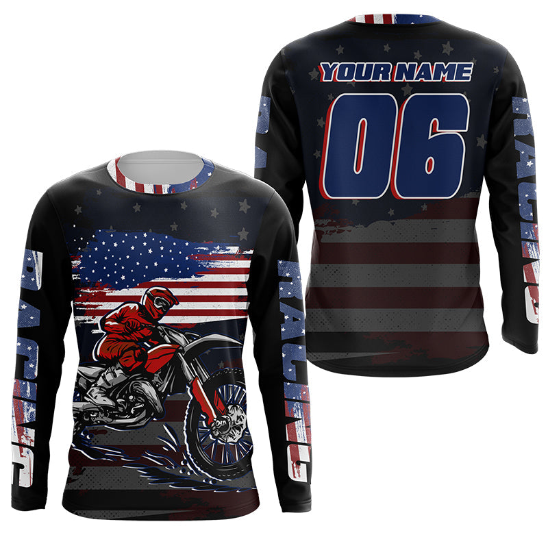 USA Motocross kid adult jersey personalized upf30+ patriotic off-road biker shirt motorcycle PDT438