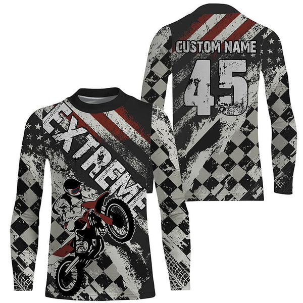 Motocross off-road jersey youth adult flag patriotic UV dirt bike extreme custom MX racing shirt PDT244