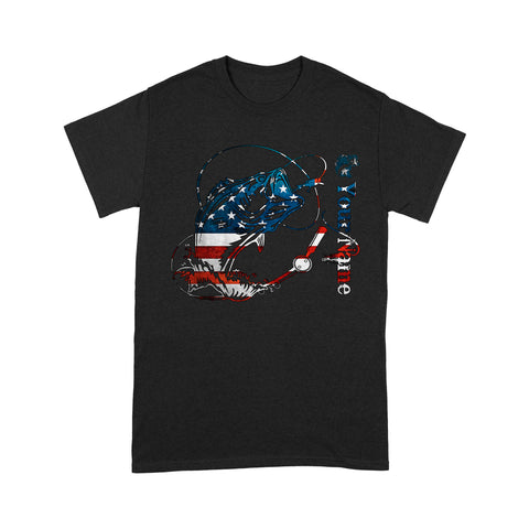 US Bass Fishing American Flag 4th July Custom name T-shirt D02 NQS1248