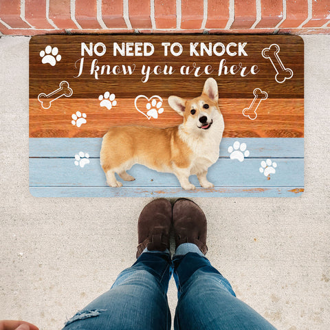 Dog Welcome Mat Custom Dog Doormat| No Need To Knock We Know You Are Here| Gift for Dog Lovers Dog Mom JDM66