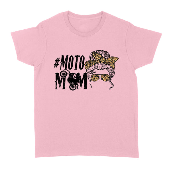 Moto Mom Women T-shirt, Cool Motorcycle Mama Mom Life Leopard Pattern Women Biker Shirt| NMS343 A01
