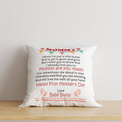 Happy First Mother's Day from Baby Bump Pillow, Cute Gift for Pregnant Mom, New Mom, Mom to Be Gift| NPL09