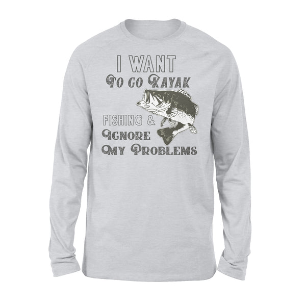 Kayak bass fishing shirt for adult I want to go kayak fishing and ignore my problems NQSD258 - Standard Long Sleeve