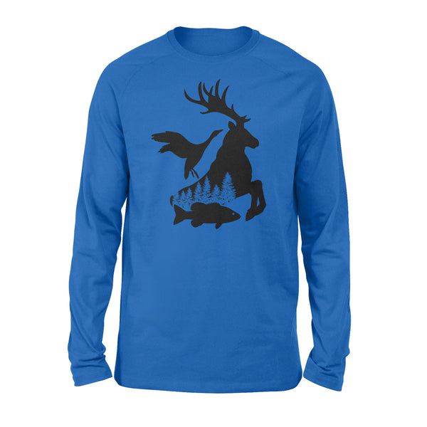 Deer Duck Fish Hunting and Fishing Long sleeve shirts design, great gift ideas for Hunting and Fishing lovers - SPHW15