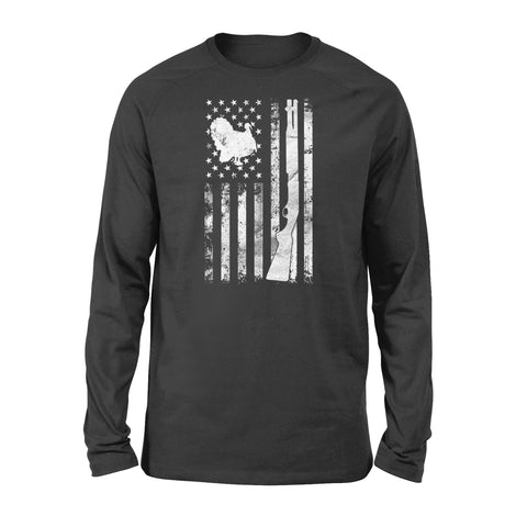 Hunting Shirt with American Flag 4th July, Turkey Hunting Shirt, Gifts for Hunters D05 NQS1338 - Long Sleeve