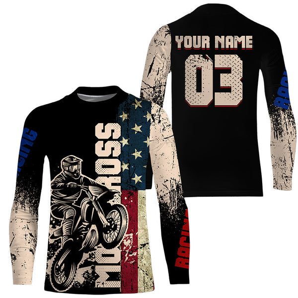 American Personalized Motocross Jersey UPF30+ MX Racing Shirt Dirt Bike Patriotic Off-road NMS1189