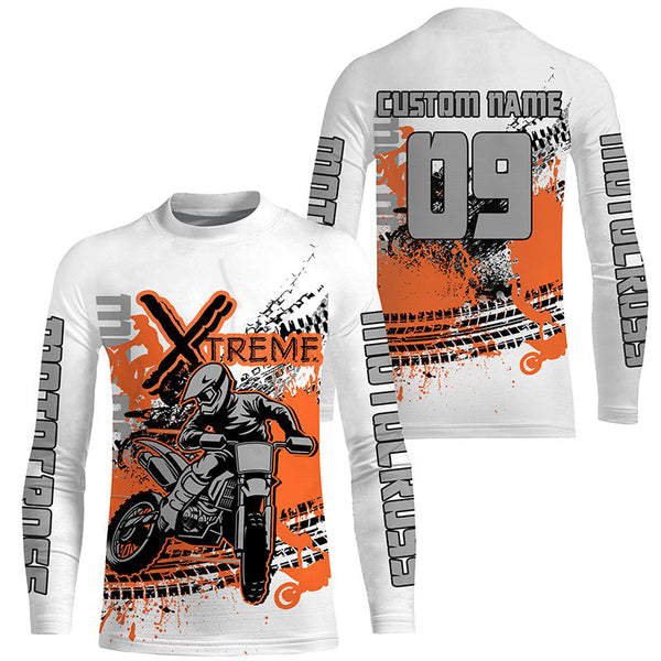 Extreme orange Motocross jersey men women kid UPF30+ custom dirt bike racing shirt motorcycle PDT402