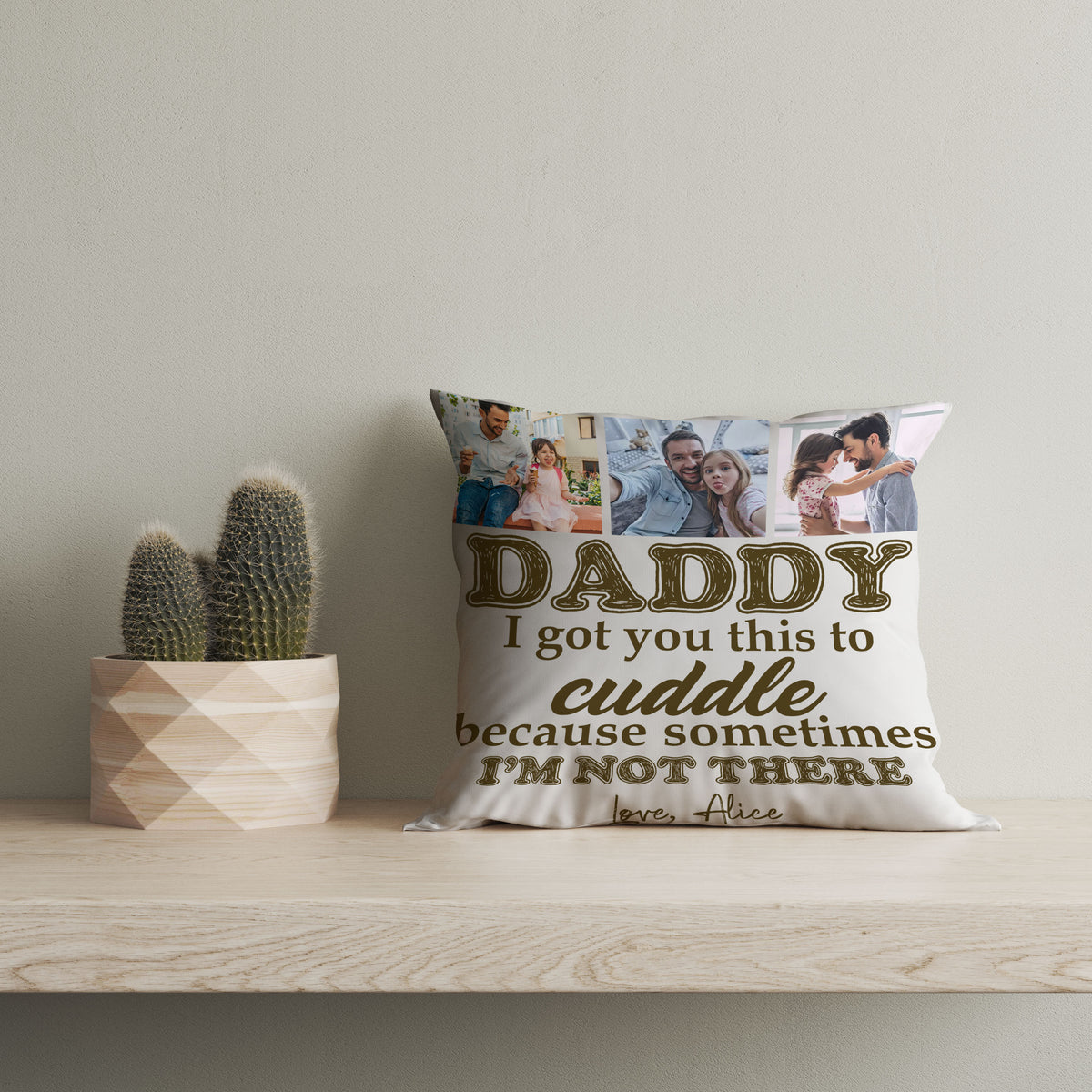 Daddy Personalized Pillow (Insert Included) Custom Photo Collage Father's Day Gift 1-side Print Case| NPL42