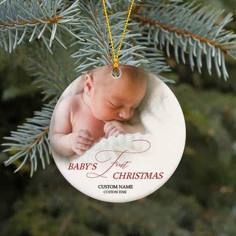 Baby's First Christmas Ornament - Custom Photo Ornament| Gift for Him Husband Expecting Dad Baby Reveal Gift New Dad Gift for First Christmas| JOR03