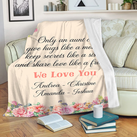 Personalized Blanket for Aunt| Auntie We Love You Floral Blanket| Aunt Fleece Blanket Sentimetal Gift for Aunt from Nephew Niece| Aunt Gift for Christmas, Birthday, Mother's Day| JB212
