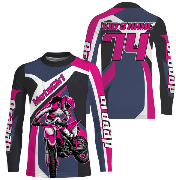 Moto Girl Personalized Motorcycle Jersey Girls Women Motocross Dirt Bike MX Racing Long Sleeves NMS1112