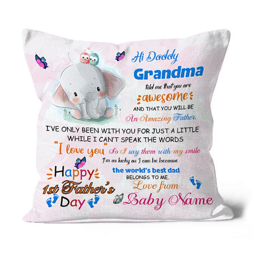 Custom New Dad Pillow, Happy First Father's Day Gift, 1st Time Dad, Expecting Father, Dad To Be Gift| JPL61