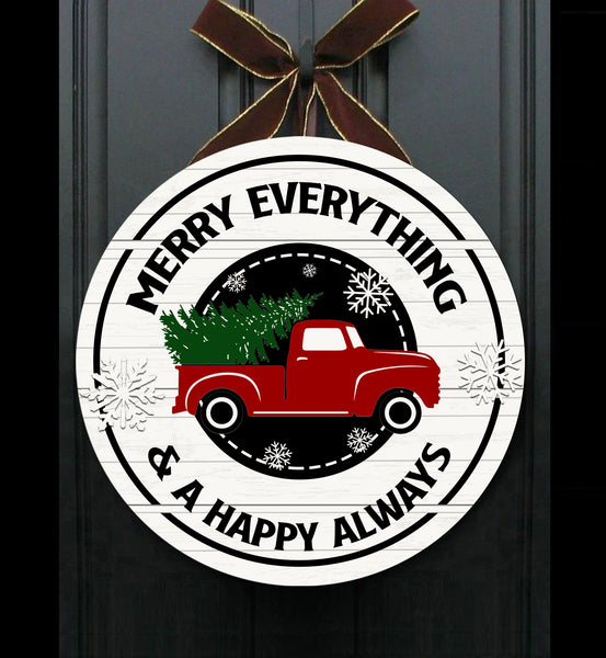 Christmas Wooden Door Hanger| Merry Christmas & A Happy Always Door Hanger| Xmas Sign Christmas Front Door Decor| Xmas Decor Christmas Decoration for Door, Wall, Home| JDH12