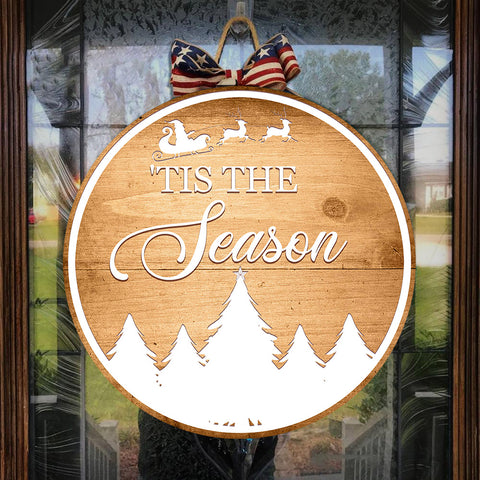 Christmas Door Hanger| 'Tis The Season Wooden Door Hanger| Christmas Sign X-mas Door Decoration Christmas Home Decoration Welcome Door Hanger| JDH06