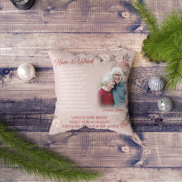 Parents Memorial Pillow| Mom Dad Remembrance Keepsake Gift, Custom Sympathy Gift for Loss of Parents| JPL52