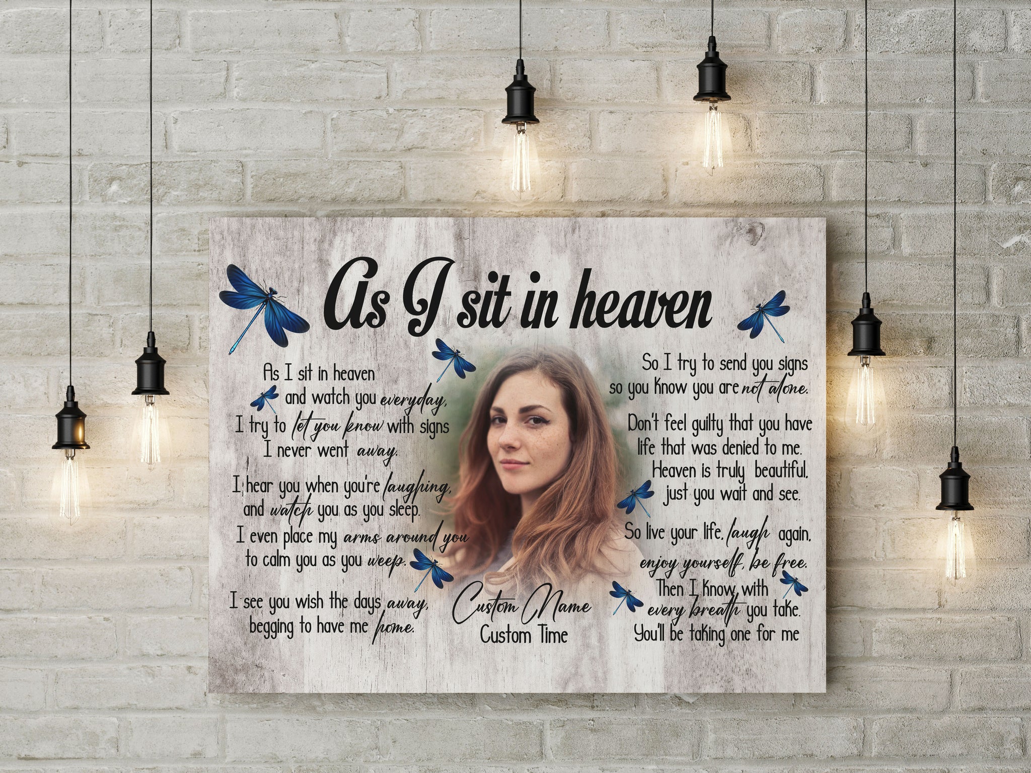 Personalized Memorial Gifts for Loss of Loved one, Sympathy Gift for Loss of Sister Daughter - As I Sit In Heaven - VTQ132