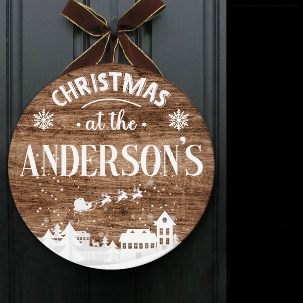 Personalized Christmas Wooden Door Hanger| Custom Family Name Door Hanger| Xmas Sign Christmas Front Door Decor| Christmas Decoration for Door, Wall, Home| Christmas Sign| JDH15