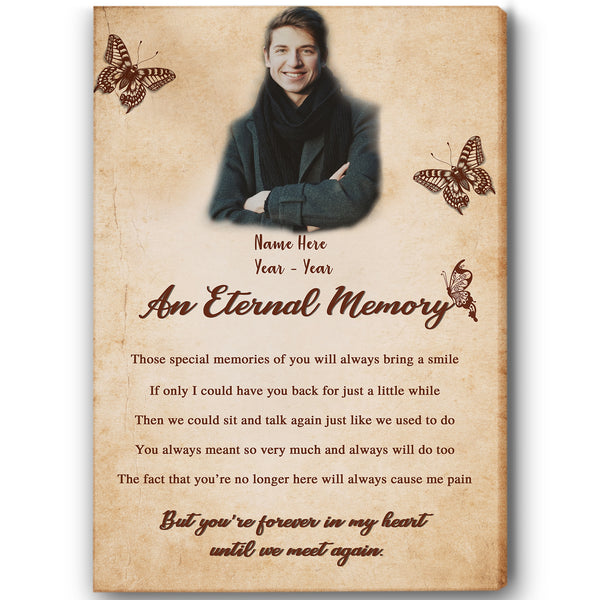 Custom Memorial Canvas| An Eternal Memory Butterfly Memorial Gift for Loss of Father Mother Brother Sister Son Daughter Grandparents Sympathy Gift Bereavement Gift for Family Loss JC538 Myfihu